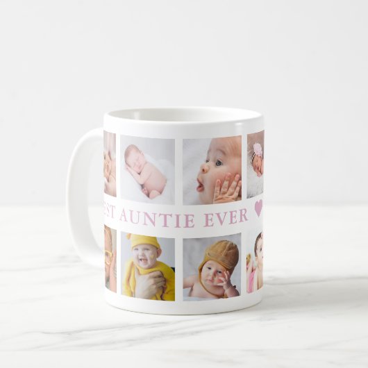 12モダン枚のコラージュのピンクのア最高のンティ コーヒーマグカップ (正面左)