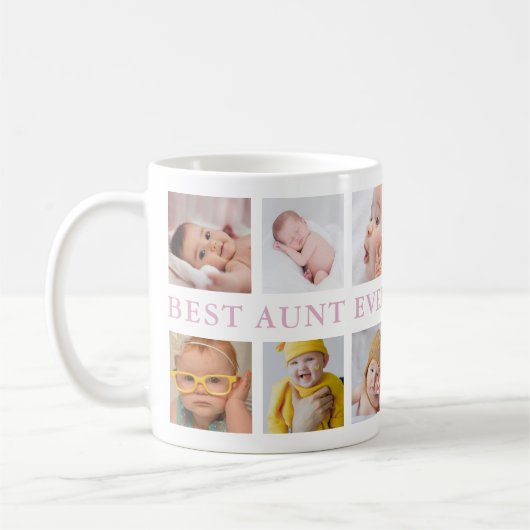 12モダン枚のコラージュのピンクの最高の叔母さん コーヒーマグカップ (左)