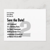 12モダン番目の誕生日日付を保存する赤い黒V003 案内ポストカード (裏面)