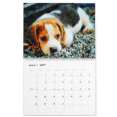 12ヶ月かわいい子犬ベビー犬の水色絵画の カレンダー (3月 2027)