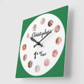 12ヶ月のベビー写真緑のカスタム スクエア壁時計 (傾斜)