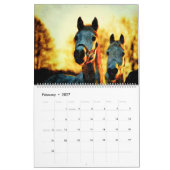 12ヶ月の元気なアラビア馬の水の色の贈り物 カレンダー (2月 2027)