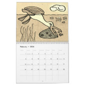 12ヶ月の子供っぽいスタイルセピアスケッチ カレンダー (2月 2026)