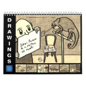 12ヶ月の子供っぽいスタイルセピアスケッチ カレンダー (カバー)