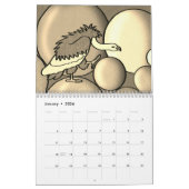 12ヶ月の子供っぽいスタイルセピアスケッチ カレンダー (1月 2026)