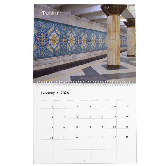 12ヶ月の旅行（ウズベキスタン） カレンダー (2月 2026)
