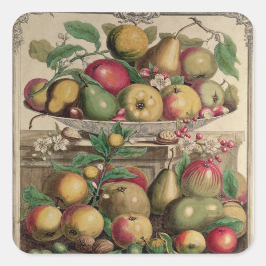 12ヶ月の果実から成る三月 スクエアシール (正面)