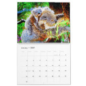 12ヶ月の母ベビーアニマルウォーター絵画カラー カレンダー (1月 2027)