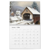 12ヶ月の水彩被覆橋 カレンダー (1月 2026)