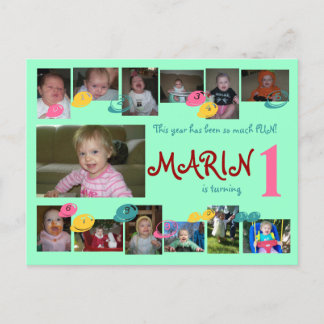 12ヶ月の誕生日の写真はがき インビテーションポストカード