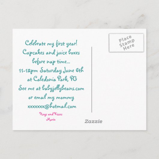 12ヶ月の誕生日の写真はがき インビテーションポストカード (裏面)