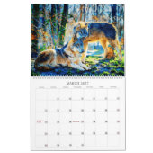 12ヶ月ウルフデコールウォーター色の狼絵画ズ カレンダー (3月 2027)