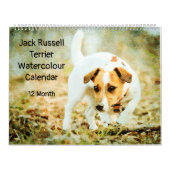 12ヶ月ジャックラッセルテリア犬の水色ギフト カレンダー (カバー)
