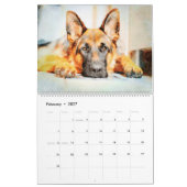 12ヶ月ドイツの羊飼いアルザチアン犬の水色 カレンダー (2月 2027)