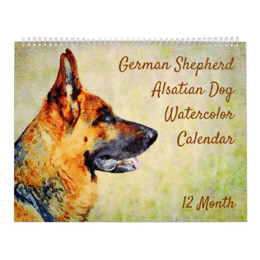 12ヶ月ドイツの羊飼いアルザチアン犬の水色 カレンダー (カバー)