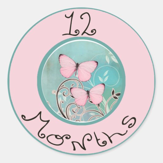 12ヶ月バタフライマイルストーン ラウンドシール (正面)