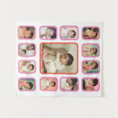 12ヶ月ベビーフォトコラージタペストリーベビー タペストリー (正面(横))