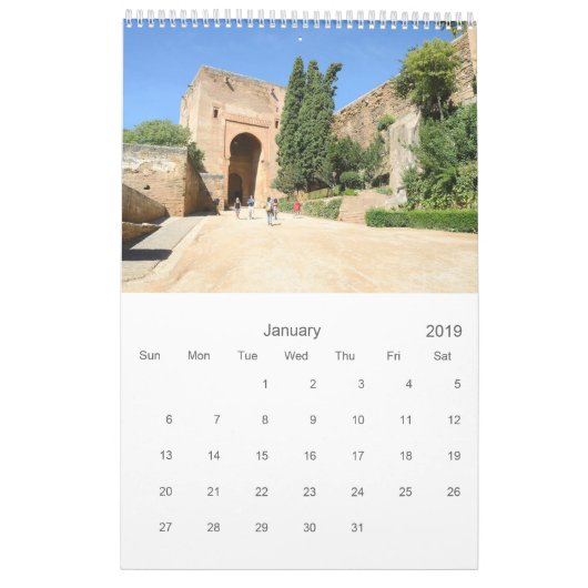 12ヶ月Alhambra & Generalife Wall Calendar カレンダー (1月 2019)