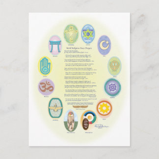 12世界の宗教シンボルと祈りの言葉 ポストカード
