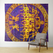 12世紀の中世の騎兵と兵士のプリント タペストリー (インサイチュ(横))