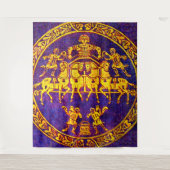 12世紀の中世の騎兵と兵士のプリント タペストリー (正面)