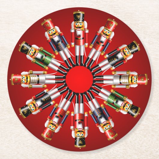 12人のクリスマスのくるみ割りの戦わない兵隊 ラウンドペーパーコースター (正面)