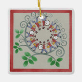 12人のドラマーがクリスマスオーナメントをドラミング セラミックオーナメント (正面)