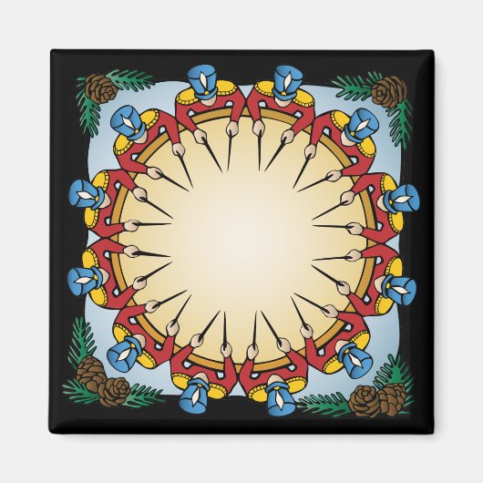 12人のドラマーがドラムを叩く マグネット (正面)