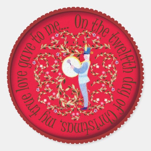 12人のドラマーがドラムを叩く ラウンドシール (正面)