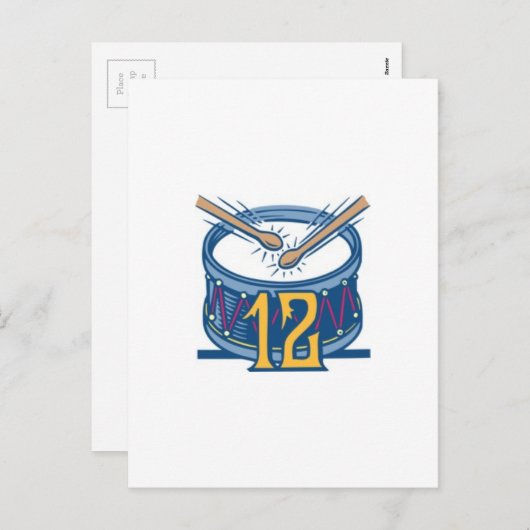 12人のドラマーのドラムをたたくこと シーズンポストカード (正面/裏面)