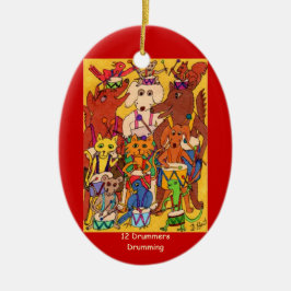 12人のドラマーのドラムをたたくこと セラミックオーナメント