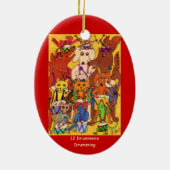 12人のドラマーのドラムをたたくこと セラミックオーナメント (裏面)