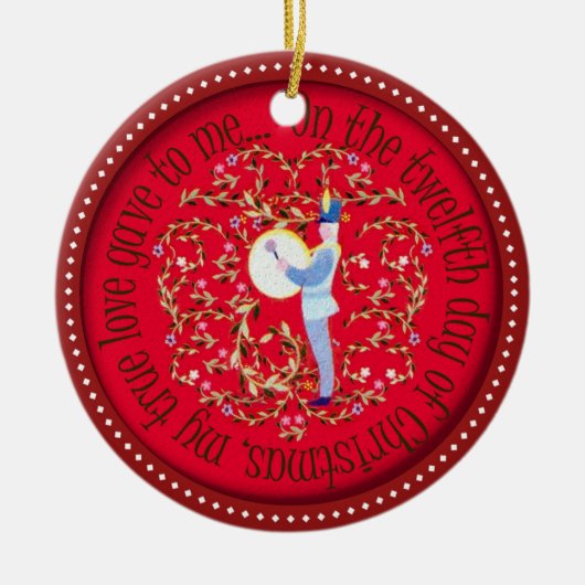 12人のドラマーのドラムをたたくこと セラミックオーナメント (正面)