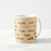 12以上の言語で「コーヒー」 コーヒーマグカップ (正面右)