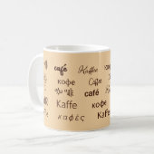 12以上の言語で「コーヒー」 コーヒーマグカップ (正面左)