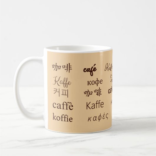 12以上の言語で「コーヒー」 コーヒーマグカップ (左)