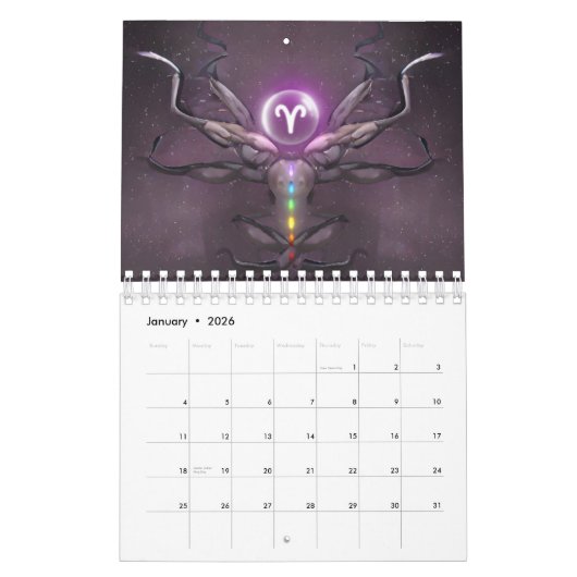 12個の占星術記号 |カレンダー カレンダー (1月 2026)