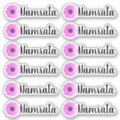 12個セットのオリジナル名前ラベルシール(デイジー柄) シール (正面)