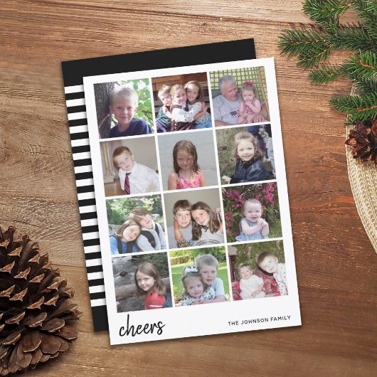 12写真クリスマスコラージュ – 応援ミニマル シーズンカード