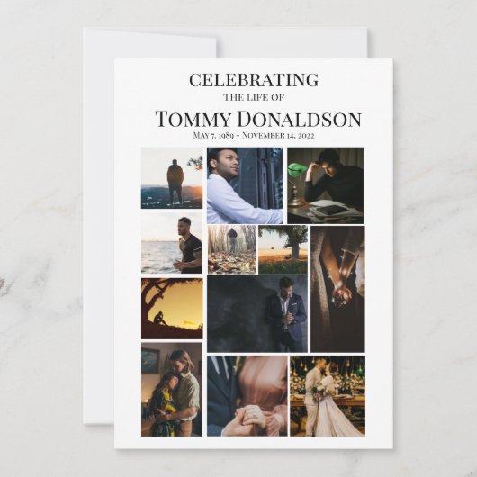 12写真コラージュ平野文字葬式プログラム 招待状 (正面)