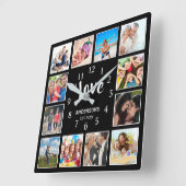 12写真テンプレートファミリーラブスクリプトブモダンラック スクエア壁時計 (傾斜)