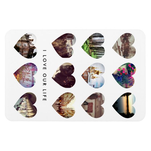 12写真ハートコラージバレンタインデーのラブギフト マグネット (横)