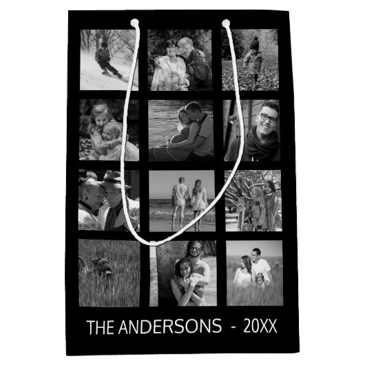 12写真ファミリーフォト✨コラージュカスタム ミディアムペーパーバッグ (正面)