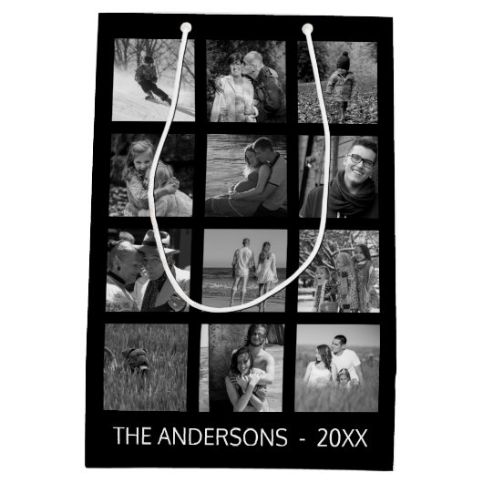 12写真ファミリーフォト✨コラージュカスタム ミディアムペーパーバッグ (裏面)