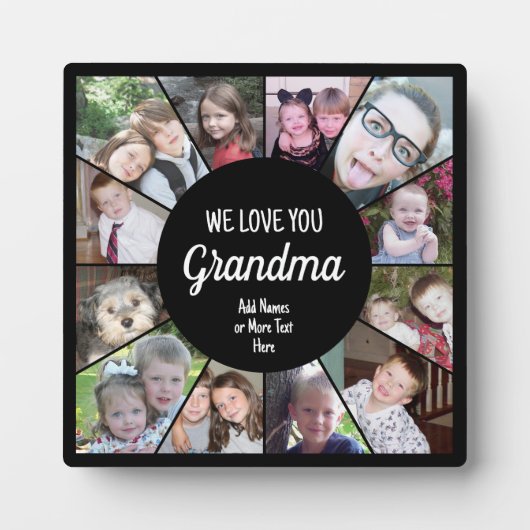 12写真ファンキーコラージュ – 私たちはおばあちゃんを愛している フォトプラーク (正面)