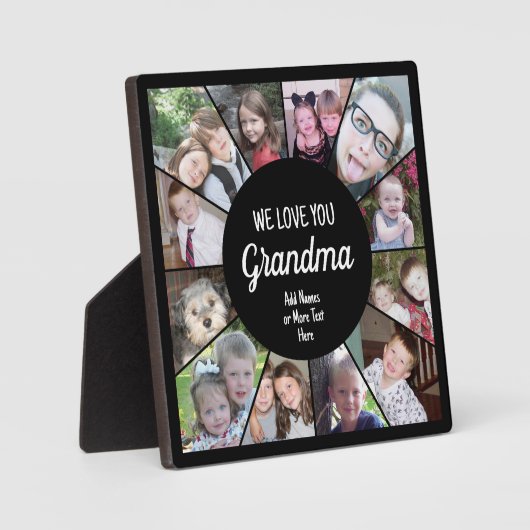 12写真ファンキーコラージュ – 私たちはおばあちゃんを愛している フォトプラーク (正面)