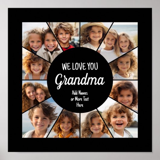 12写真ファンキーコラージュ – 私たちはおばあちゃんを愛している ポスター (正面)
