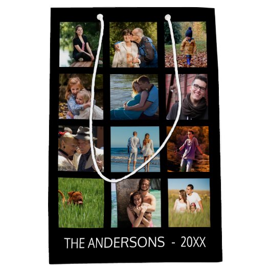 12写真フォトコラージュ✨カスタム思い出 ミディアムペーパーバッグ (正面)