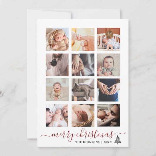 12写真ミニマルコラージュのクリエレガントスマス シーズンカード (正面)