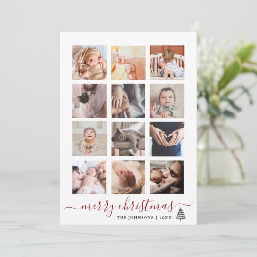 12写真ミニマルコラージュのクリエレガントスマス シーズンカード (スタンド正面)
